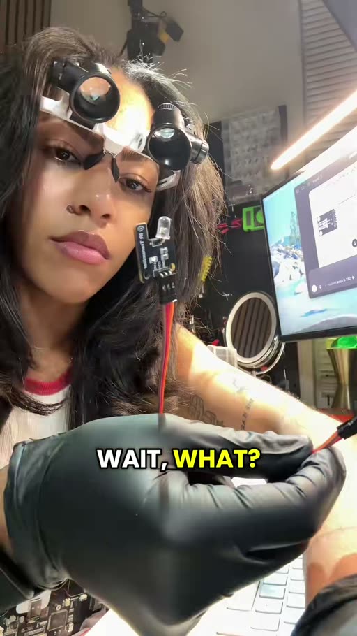 Alex holding the temporary infrared transmitter and jumper-wire assembly during the Part 23 test